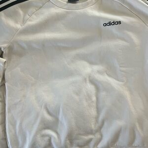 adidas White Sweatshirt with Black Neck Trim and Tag